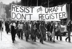 Draft resisters marching in the 1960s.